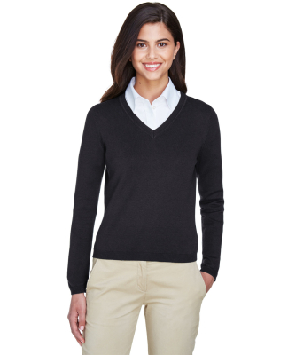 D475W Devon & Jones Ladies' V-Neck Sweater in Black