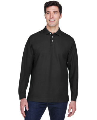 D110 Devon & Jones Men's Pima Pique Long-Sleeve Po in Black