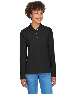 D110W Devon & Jones Ladies’ Pima Pique Long-Slee in Black