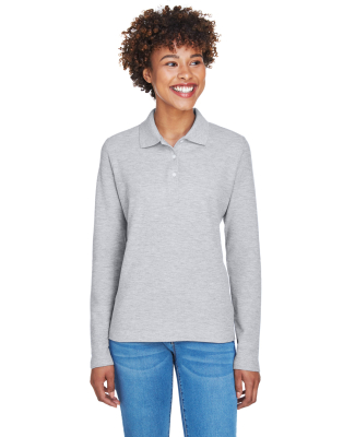 D110W Devon & Jones Ladies’ Pima Pique Long-Slee in Grey heather