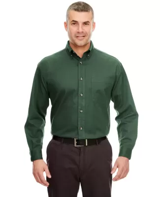 UltraClub 8960C Adult Cypress Long-Sleeve Twill wi FOREST GREEN