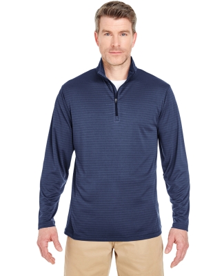 UltraClub 8235 Adult  Striped Quarter-Zip Pullover NAVY