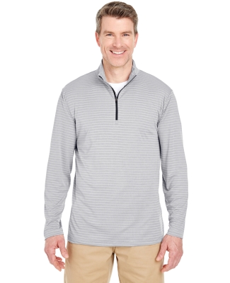 UltraClub 8235 Adult  Striped Quarter-Zip Pullover SILVER
