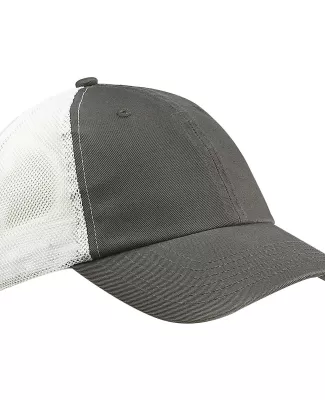 Big Accessories BA601 Washed Trucker Cap in Iron/ white