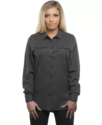 Burnside 5200 Women's Long Sleeve Solid Flannel Sh in Charcoal