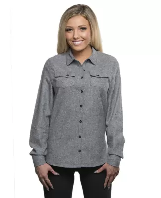 Burnside 5200 Women's Long Sleeve Solid Flannel Sh in Heather grey