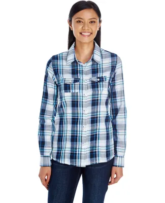 Burnside 5222 Women's Long Sleeve Plaid Shirt in Navy