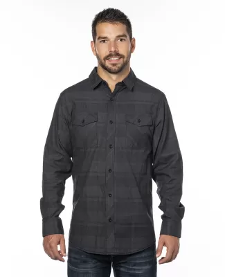 Burnside 8202 Long Sleeve Plaid Shirt in Black/ grey