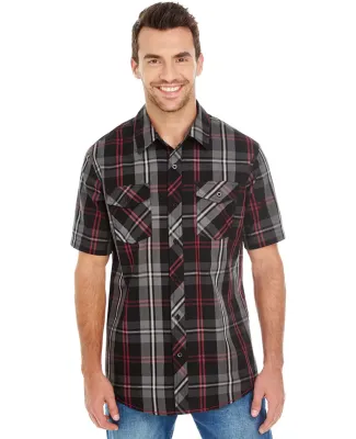 Burnside 9202 Plaid Short Sleeve Shirt RED/ BLACK