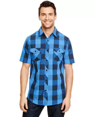 Burnside 9203 Buffalo Plaid Short Sleeve Shirt in Black/ blue