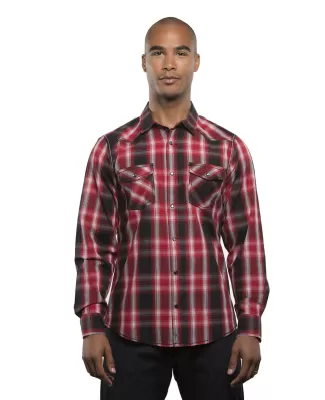 Burnside 8206 Long Sleeve Western Shirt in Red/ black