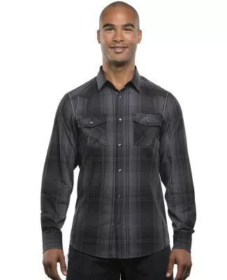 Burnside 8206 Long Sleeve Western Shirt in Black/ grey