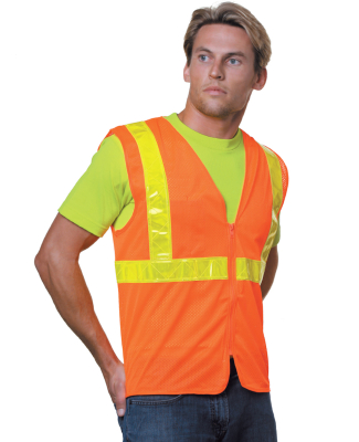 Bayside BA3780 Mesh Safety Vest - Orange BRIGHT ORANGE