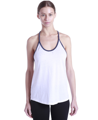 Ladies' Burnout Y-Back Ringer Tank TRI WHT/ TRI NVY