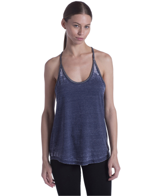 Ladies' Burnout Y-Back Ringer Tank TRI NVY/ TRI GRY