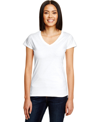 49 380VL Women's Lightweight Fitted V-Neck Tee WHITE