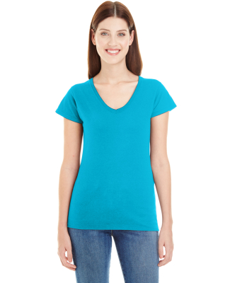 49 380VL Women's Lightweight Fitted V-Neck Tee CARIBBEAN BLUE