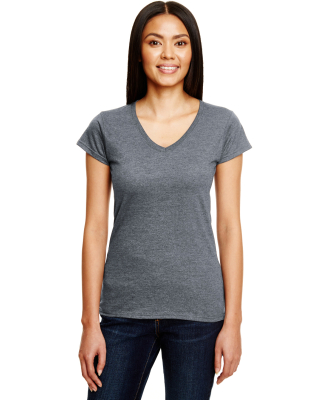 49 380VL Women's Lightweight Fitted V-Neck Tee HTHR DRK GREY