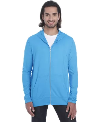 Anvil 6759 Triblend Hooded Full-Zip T-Shirt in Hthr carib blue