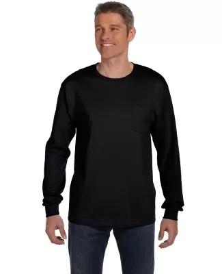 52 5596 Tagless Long Sleeve T-Shirt with a Pocket in Black