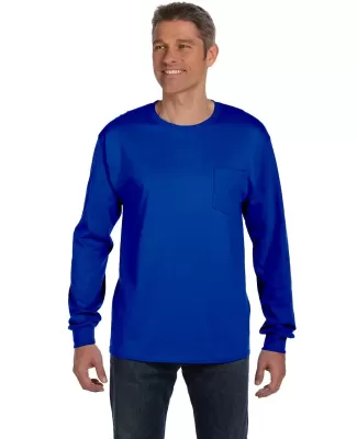 52 5596 Tagless Long Sleeve T-Shirt with a Pocket in Deep royal