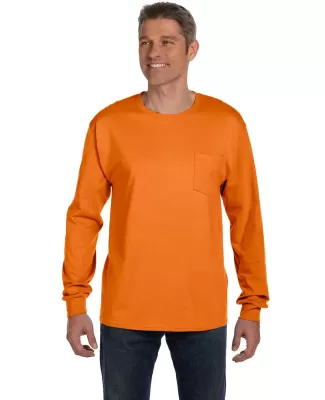 52 5596 Tagless Long Sleeve T-Shirt with a Pocket in Orange