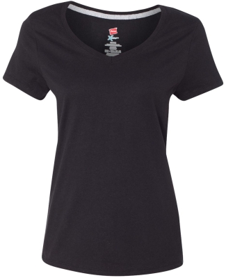 Hanes 42V0 X-Temp Women's V-Neck T-Shirt BLACK