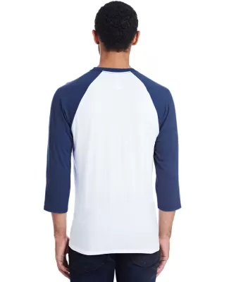 42BA X-Temp Three-Quarter Sleeve Baseball T-Shirt in White/ navy