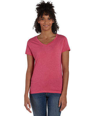 Hanes 42VT Women's V-Neck Triblend Tee with Fresh  in Jzzbrry pnk trbl