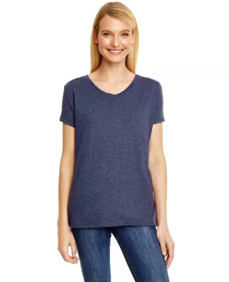 Hanes 42VT Women's V-Neck Triblend Tee with Fresh  in Navy triblend