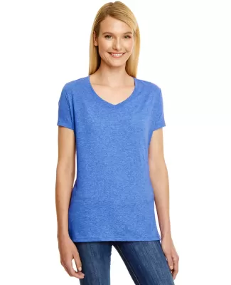 Hanes 42VT Women's V-Neck Triblend Tee with Fresh  in Royal triblend
