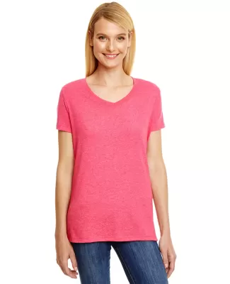 Hanes 42VT Women's V-Neck Triblend Tee with Fresh  in Red triblend