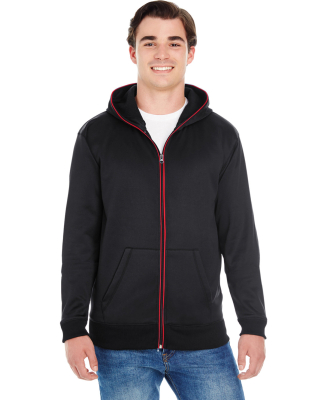 197 8668 Glow Full Zip Hood in Black/ elec red