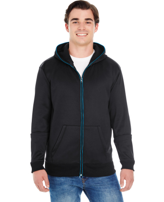 197 8668 Glow Full Zip Hood in Black/ elec blue