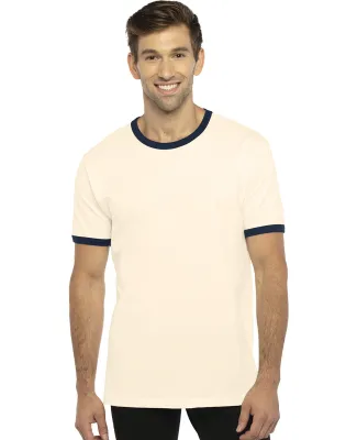 Next Level 3604 Unisex Fine Jersey Ringer Tee in Naturl/ mdnt nvy