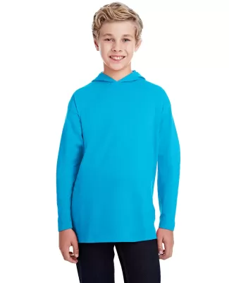 Anvil 987B Youth Long Sleeve Hooded T-Shirt CARIBBEAN BLUE