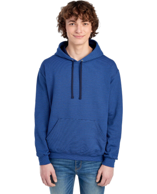 50 SF77R Sofspun® Microstripe Hooded Pullover Swe in Denim stripe