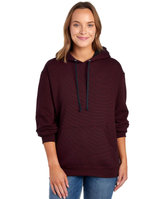 50 SF77R Sofspun® Microstripe Hooded Pullover Swe in Maroon stripe