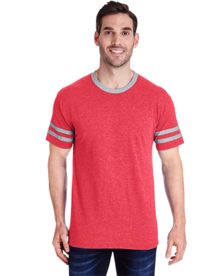 Jerzees 602MR Triblend Ringer Varsity T-Shirt in Fr red hth/ oxfr