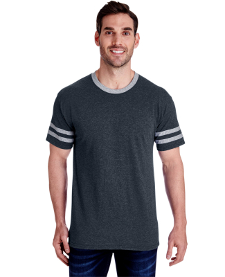 Jerzees 602MR Triblend Ringer Varsity T-Shirt in Black hth/ oxfrd