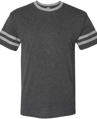Jerzees 602MR Triblend Ringer Varsity T-Shirt BLACK HTH/ OXFRD
