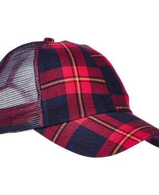 Vibe Cap in Red/ navy plaid