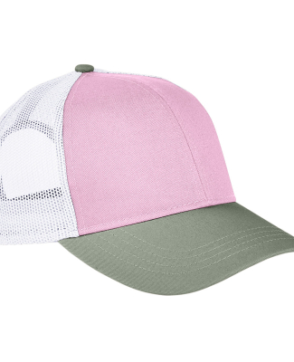 Authentic Pigment AP1919 Tri-Color Trucker Cap in Tulp/ clntro/ wh