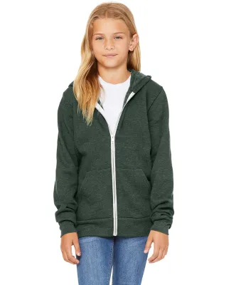 Bella + Canvas 3739Y Youth Sponge Fleece Full-Zip  in Heather forest