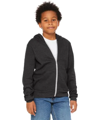 Bella + Canvas 3739Y Youth Sponge Fleece Full-Zip  in Dark gry heather