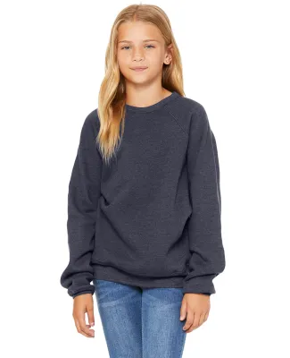 Bella + Canvas 3901Y Youth Sponge Fleece Crewneck  in Heather navy