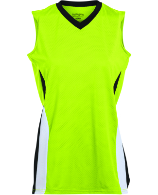 Augusta Sportswear 1355 Women's Tornado Jersey in Lime/ black/ wht