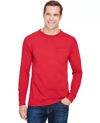Bayside Apparel 3055 Union-Made Long Sleeve T-Shir in Red