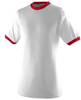 Augusta Sportswear 711 Youth Ringer T-Shirt in White/ red