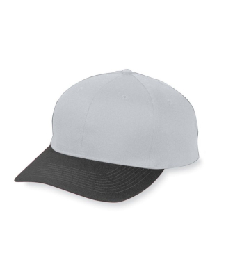 Augusta Sportswear 6206 Youth Six-Panel Cotton Twi in Silver gry/ blk